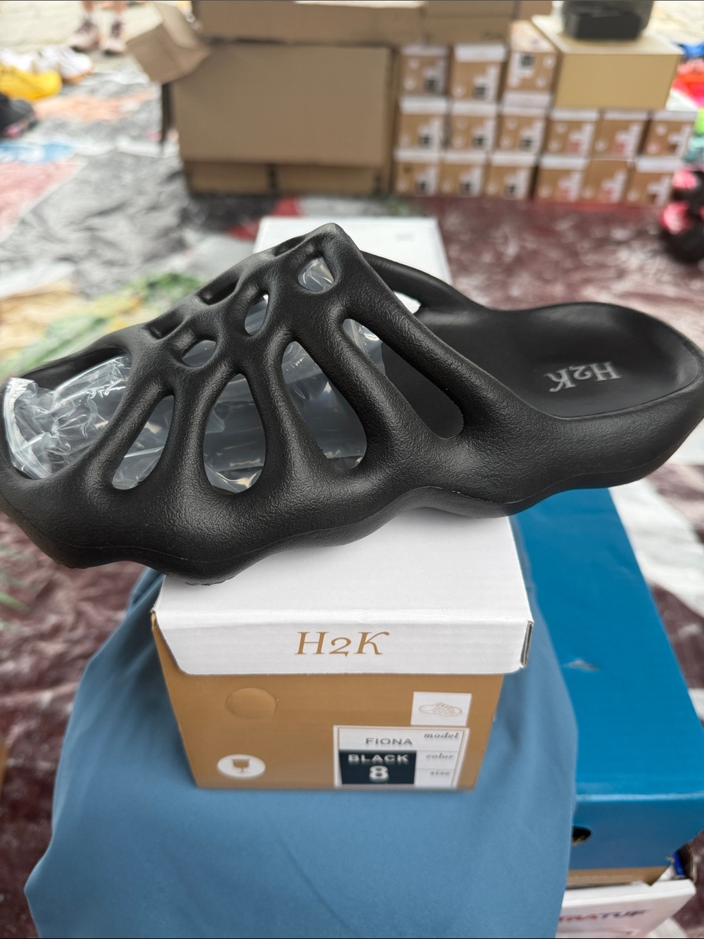 Black Slip-On Sandal - Lightweight Breathable Design
